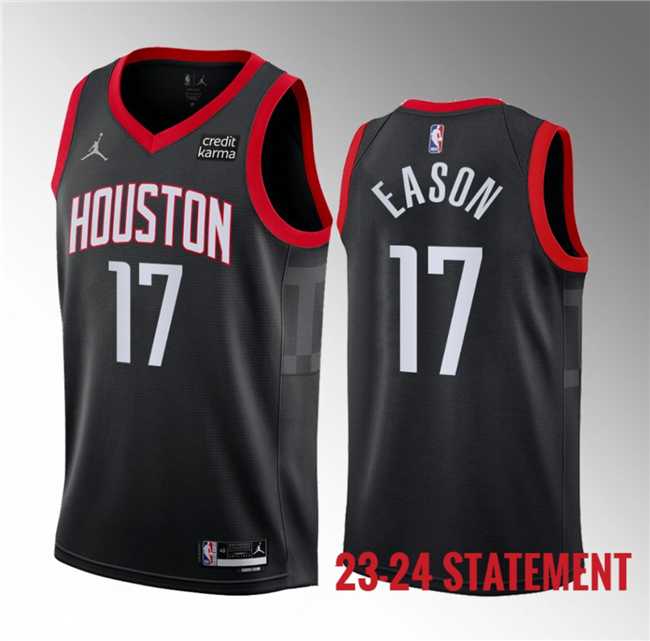 Mens Houston Rockets #17 Tari Eason Black 2023 Statement Edition Stitched Basketball Jersey Dzhi
